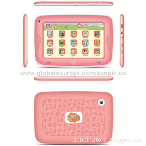 7-inch early education kids tablet PC 1024*600 TN with front/back camera 0.3/2.0mp Dual-core RK3168